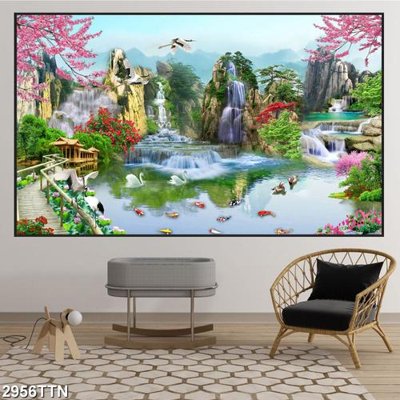 File tranh Tranh sơn thủy thác nước 2956TTN (ảnh gốc) sắc nét hoàn hảo