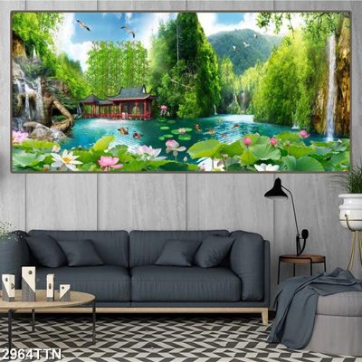 File tranh gốc Tranh sơn thủy thác nước 2964TTN (bản quyền) file PSD