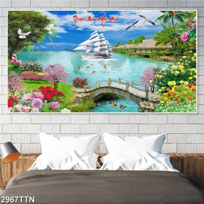 Hình ảnh file gốc Tranh sơn thủy thác nước 2967TTN cho in UV