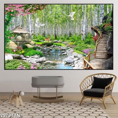 Tải file Tranh sơn thủy thác nước 2979TTN (gốc) in trên mọi chất liệu