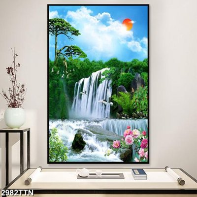 Tải file gốc Tranh sơn thủy thác nước 2982TTN (bản PSD) đầy đủ layer