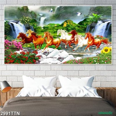 File tranh Tranh sơn thủy thác nước 2991TTN (gốc) in film