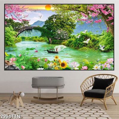 Tải file Tranh sơn thủy thác nước 2994TTN (ảnh gốc) 300dpi Tranh sơn thủy thác nước 2994TTN