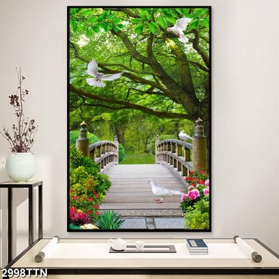 Chi tiết file tranh tráng gương Tranh sơn thủy thác nước 2998TTN (ảnh gốc)