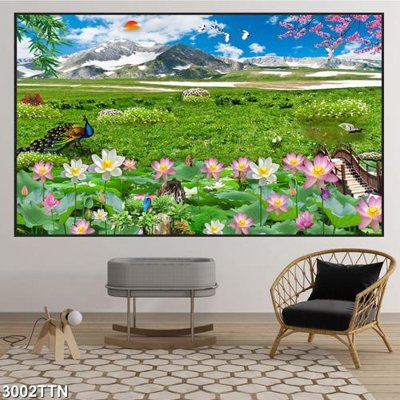 Download file Tranh sơn thủy thác nước 3002TTN (gốc) cho xưởng in