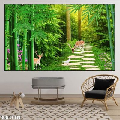 File tranh Tranh sơn thủy thác nước 3003TTN (gốc) in trên kính