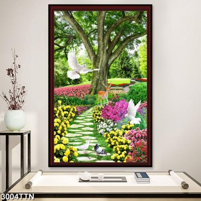 File ảnh Tranh sơn thủy thác nước 3004TTN (gốc) cho trang trí nhà hàng