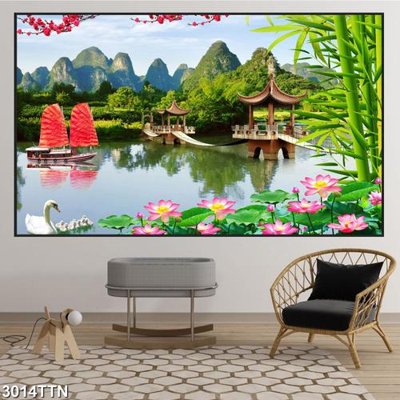 Tải file gốc Tranh sơn thủy thác nước 3014TTN (in khổ lớn) quảng cáo