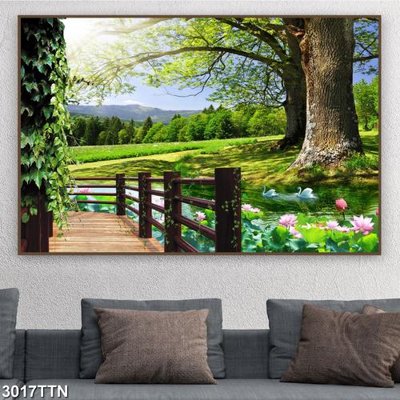 Hình ảnh file gốc Tranh sơn thủy thác nước 3017TTN cho in UV