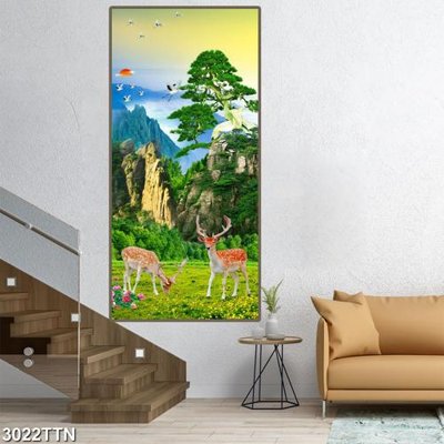 File gốc Tranh sơn thủy thác nước 3022TTN (vector) cho in ấn