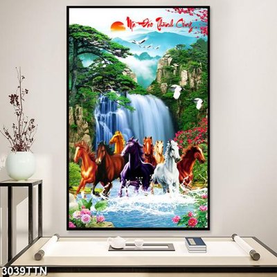 File gốc Tranh sơn thủy thác nước 3039TTN (Filetranh.com) Tranh sơn thủy thác nước 3039TTN