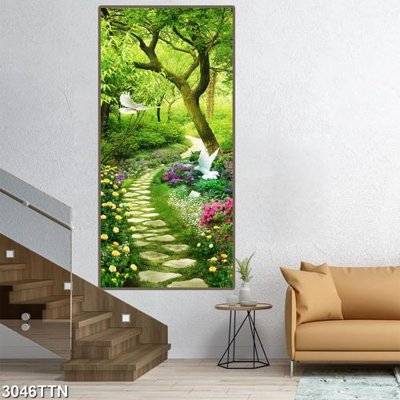 File tranh Tranh sơn thủy thác nước 3046TTN (gốc) phong cách tối giản