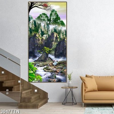 Tải file gốc Tranh sơn thủy thác nước 3047TTN (in khổ lớn) không mờ