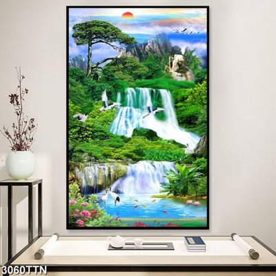 Tải file gốc Tranh sơn thủy thác nước 3060TTN (in khổ lớn) không vỡ
