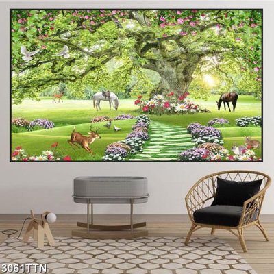 Download file gốc Tranh sơn thủy thác nước 3061TTN (in lụa) nghệ thuật