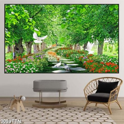 File in ấn Tranh sơn thủy thác nước 3089TTN chuyên nghiệp