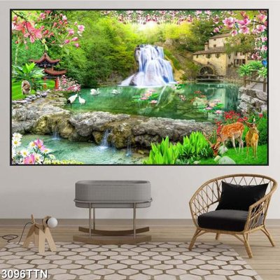 Tệp tin gốc Tranh sơn thủy thác nước 3096TTN (dùng cho in) Tranh sơn thủy thác nước 3096TTN