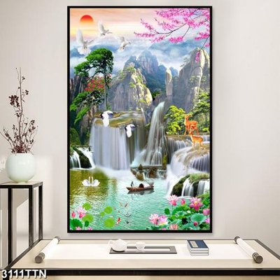 File PSD in ấn Tranh sơn thủy thác nước 3111TTN (chất lượng cao)