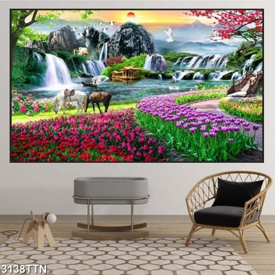 Tải file Tranh sơn thủy thác nước 3138TTN (ảnh gốc) 300dpi Tranh sơn thủy thác nước 3138TTN