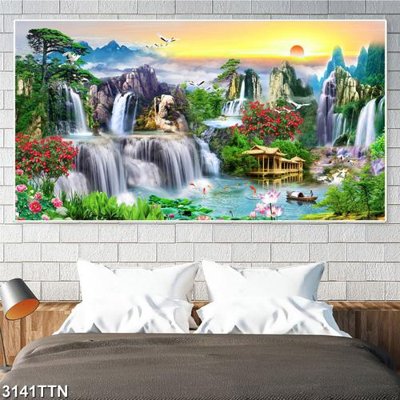 Tải file Tranh sơn thủy thác nước 3141TTN (gốc) in nhanh