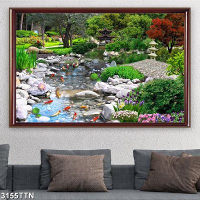 File in mica Tranh sơn thủy thác nước 3155TTN (bản gốc) sắc sảo