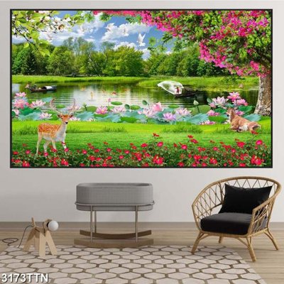 File PSD Tranh sơn thủy thác nước 3173TTN (bản gốc) chất lượng nhất