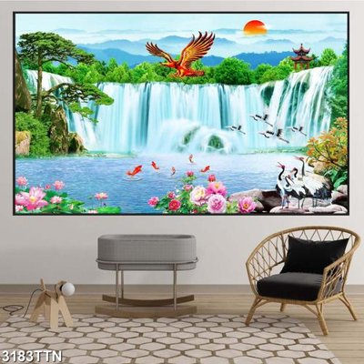 Download file Tranh sơn thủy thác nước 3183TTN (chất lượng in ấn)