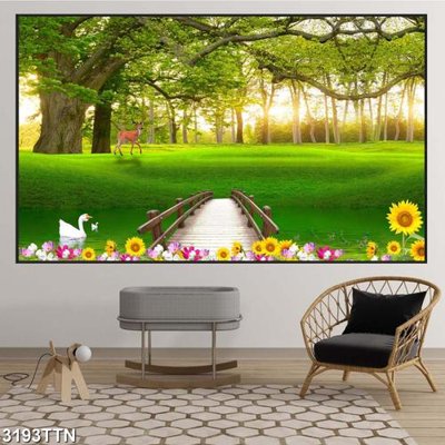 File in trần Tranh sơn thủy thác nước 3193TTN (bản gốc) phong cảnh