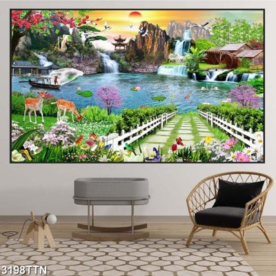 File gốc Tranh sơn thủy thác nước 3198TTN (phiên bản chuẩn) để in ấn