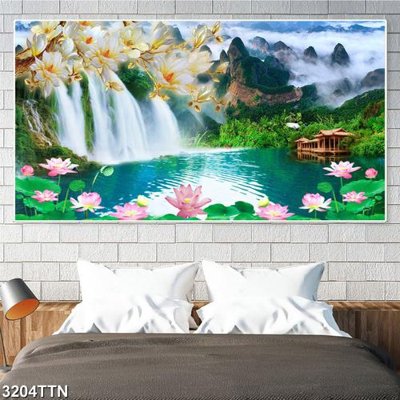 File PSD Tranh sơn thủy thác nước 3204TTN (nguyên bản) cho thiết kế