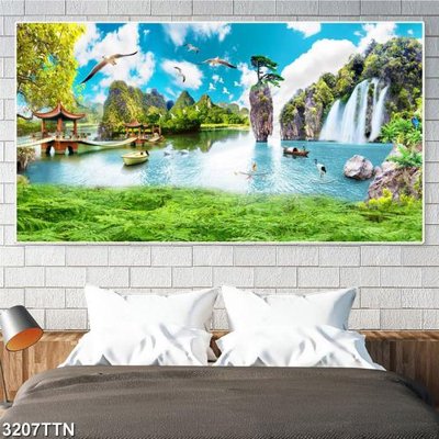 File gốc Tranh sơn thủy thác nước 3207TTN (in ấn) màu sắc trung thực