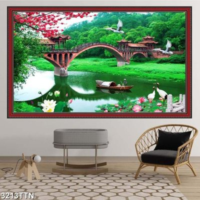 File in trần Tranh sơn thủy thác nước 3213TTN (bản gốc) trời sao