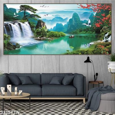 File in ấn Tranh sơn thủy thác nước 3215TTN (bản gốc) cao cấp