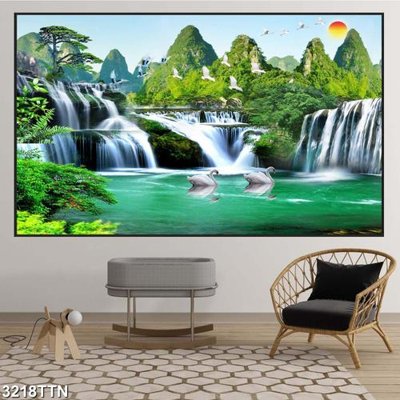 File tranh Tranh sơn thủy thác nước 3218TTN (gốc) in backlit film