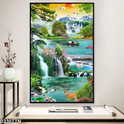 Tải file Tranh sơn thủy thác nước 3230TTN (gốc) làm file tranh quảng cáo