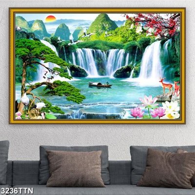 File in trần Tranh sơn thủy thác nước 3236TTN (bản gốc) đại dương