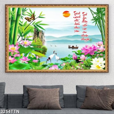 File tranh Tranh sơn thủy thác nước 3254TTN (gốc) chủ đề trừu tượng