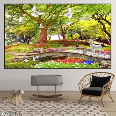 File gốc Tranh sơn thủy thác nước 3272TTN (phong cách) tối giản