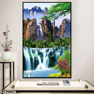 Download file gốc Tranh sơn thủy thác nước 3282TTN (in mica) trang trí
