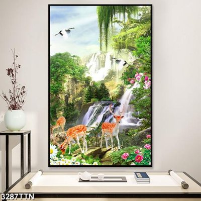 Tải file gốc Tranh sơn thủy thác nước 3287TTN (để in lụa)