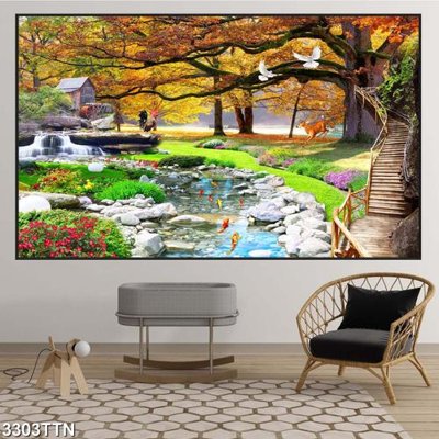 File gốc Tranh sơn thủy thác nước 3303TTN (cho in ấn) từ kho Filetranh