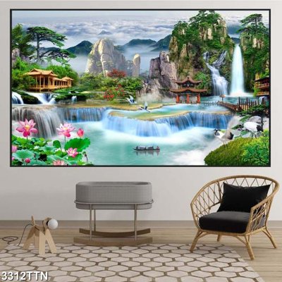 Tải file Tranh sơn thủy thác nước 3312TTN (gốc) in ấn chất lượng