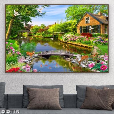 File gốc Tranh sơn thủy thác nước 3333TTN cho in ấn và thiết kế