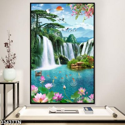 File in trần Tranh sơn thủy thác nước 3343TTN (file gốc) xuyên sáng