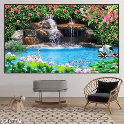 Tải file tranh gốc Tranh sơn thủy thác nước 3345TTN chất lượng cao