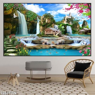 File in ấn Tranh sơn thủy thác nước 3351TTN (bản gốc) sắc nét