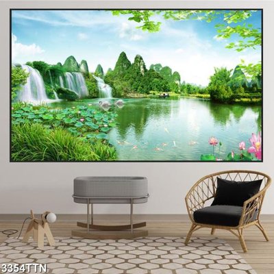Download file Tranh sơn thủy thác nước 3354TTN (chất lượng in ấn)
