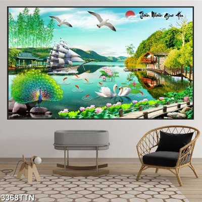 Tải file Tranh sơn thủy thác nước 3368TTN (gốc) để in ấn ngay
