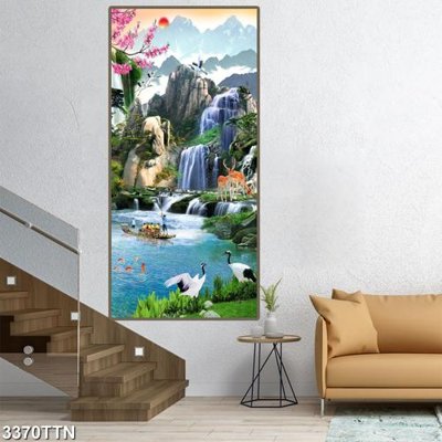 File tranh Tranh sơn thủy thác nước 3370TTN (gốc) chủ đề trẻ em
