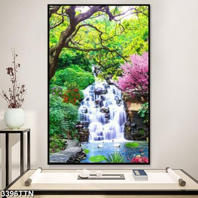 File tranh Tranh sơn thủy thác nước 3396TTN (gốc) chủ đề động vật